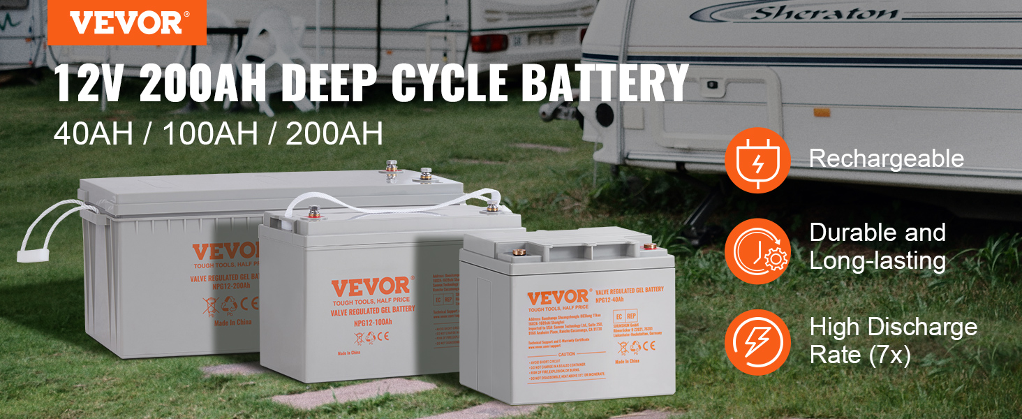 Deep Cycle Agm Battery 12 Volt 200AH for RV, Solar, Marine, and Off-Grid  Applications : Automotive 