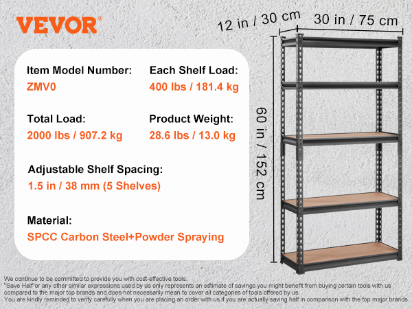VEVOR Storage Shelving Unit with Wheels 4-Tier Adjustable 700 lbs Capacity Heavy Duty Garage Shelves Metal Organizer Wire Rack Black 47.2 L x 17.7