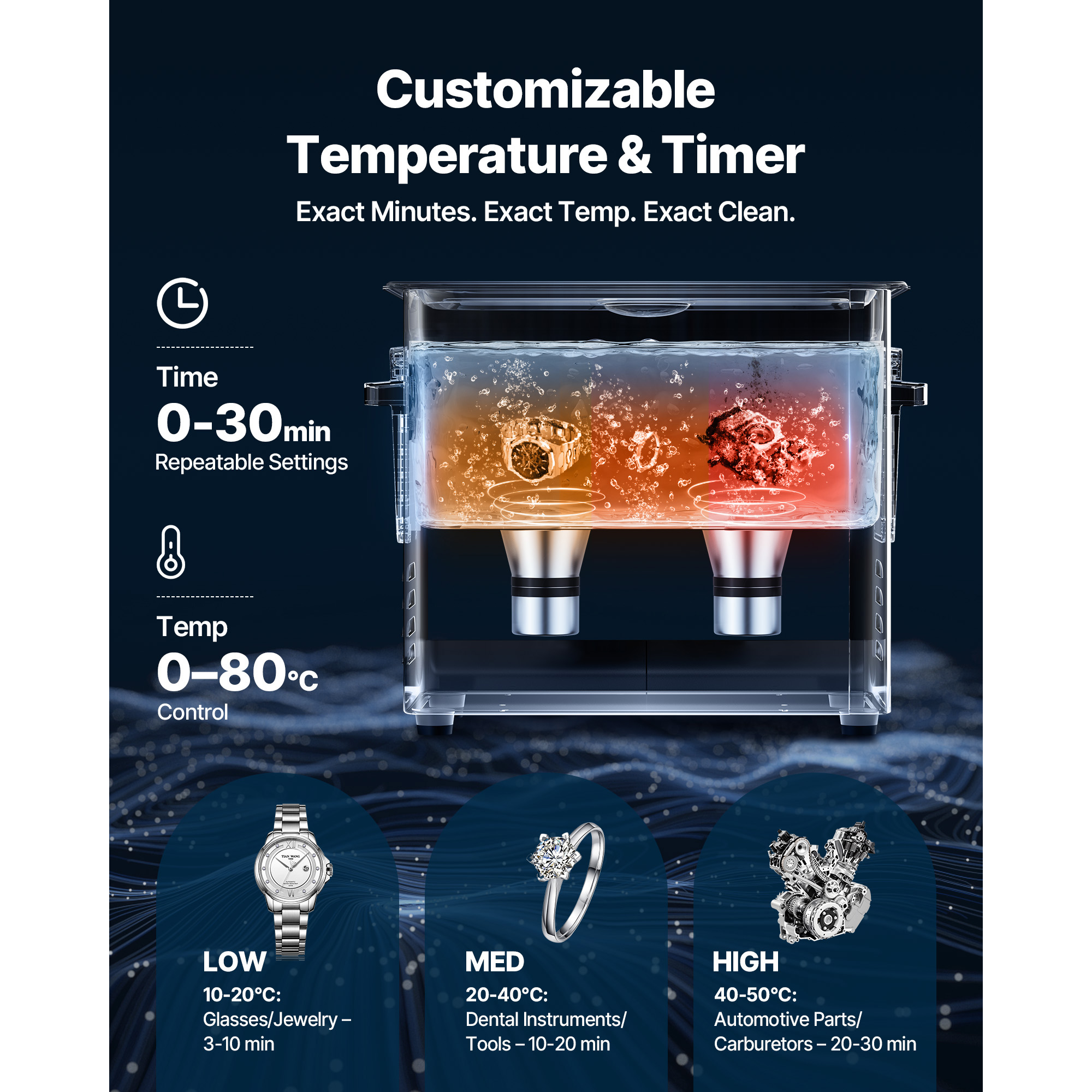 Uimoso 6-50L Ultrasonic Cleaner Jewelry Cleaning Machine Basket Digital Control