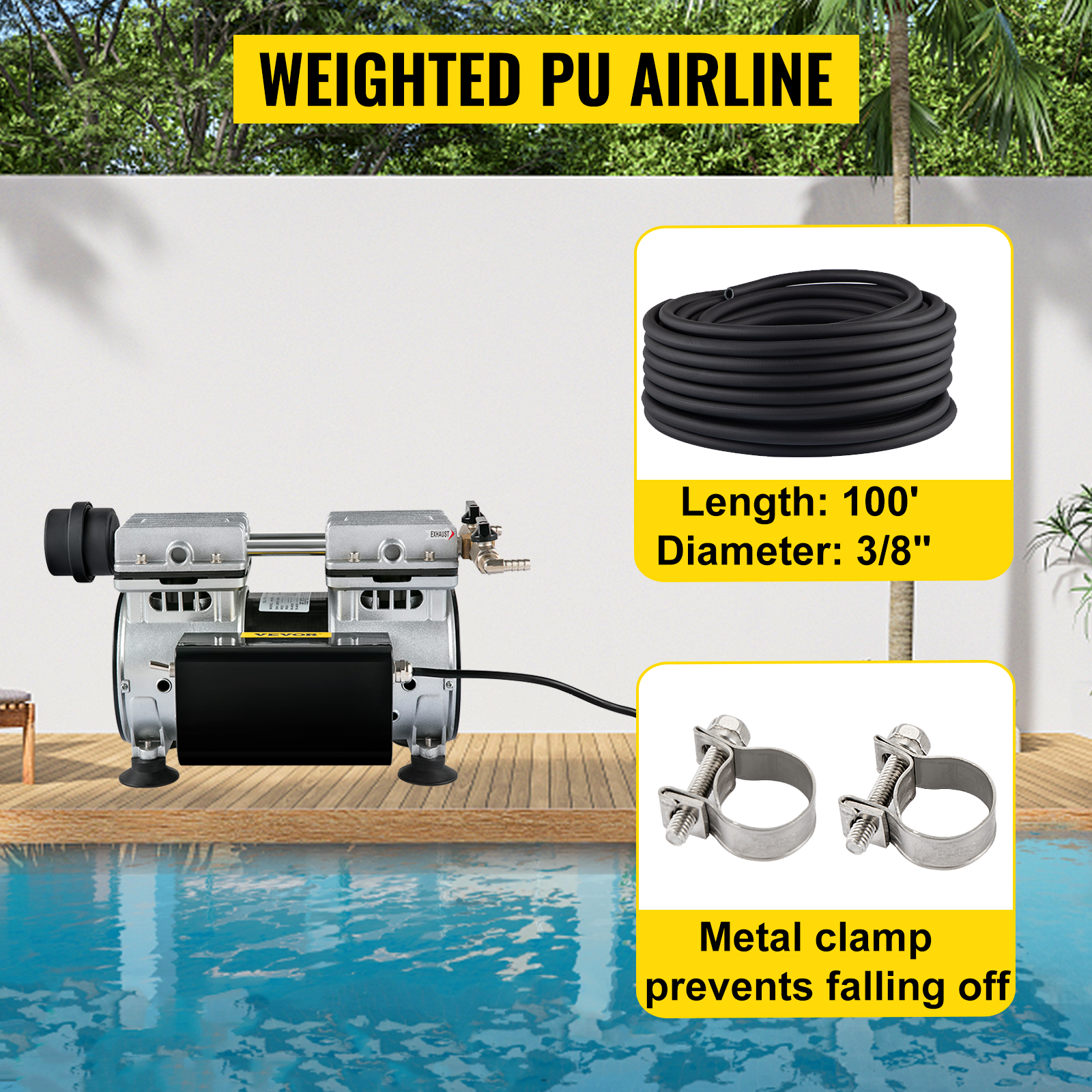 Pond Areator 3/8 Weighted PVC Pond Aerator Tubing - 328ft Sinking