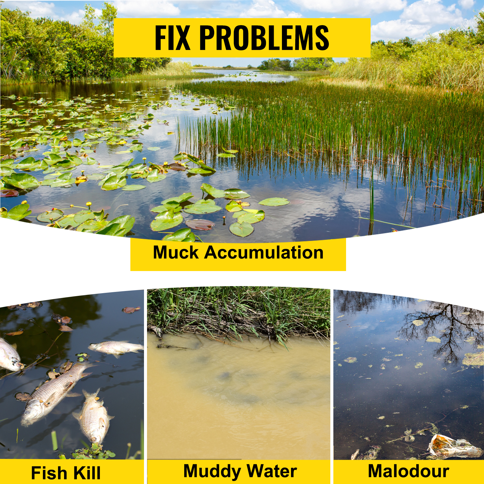 VEVOR Pond Aerator, for Up to 3 Acres, Lake Aeration System with 3/4 HP 4.7 CFM Compressor, 100' x 3/8" Weighted Tubing, and 10" Membrane Diffuser, for Deep Water Subsurface Aeration of Ponds & Lakes