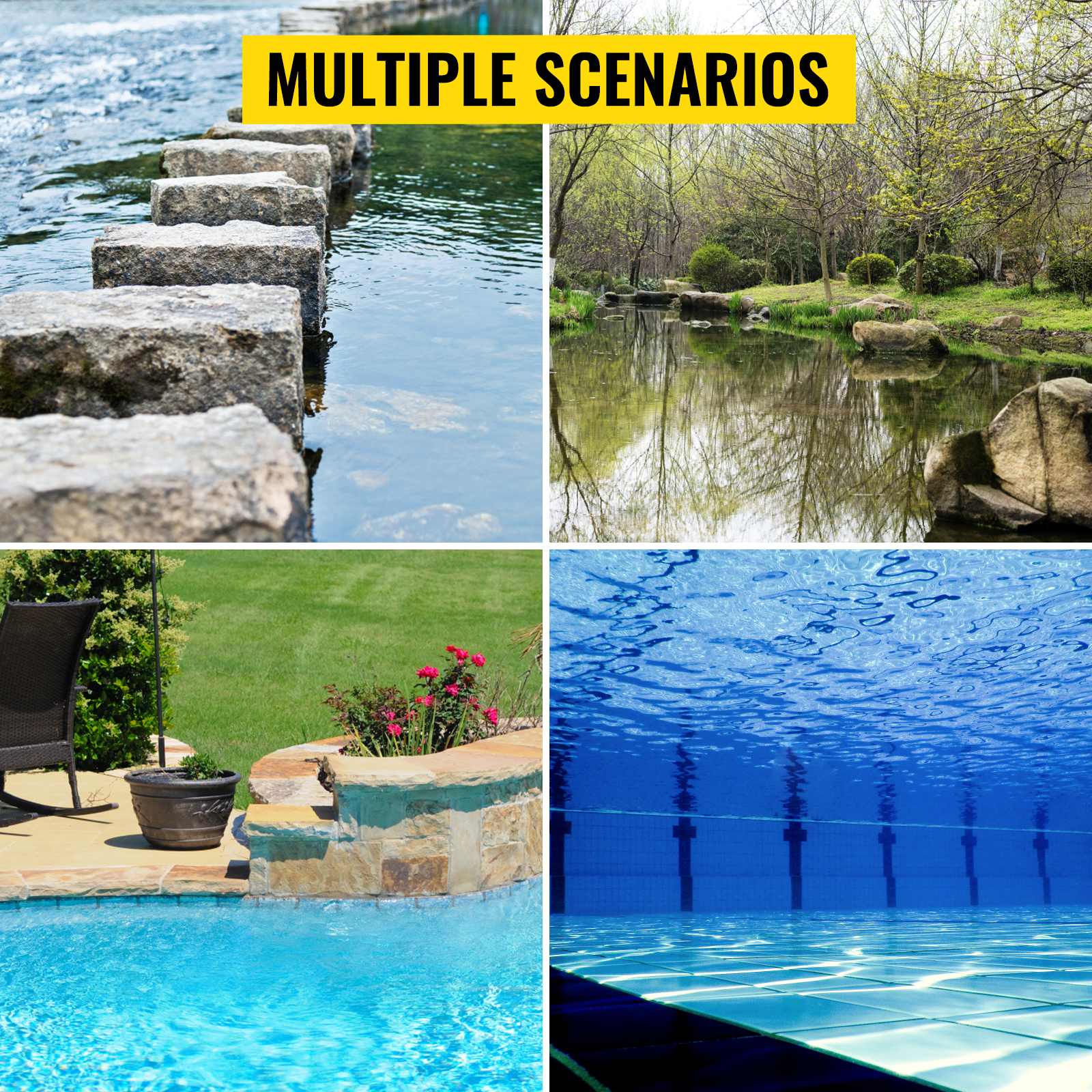 VEVOR Pond Aerator, for Up to 3 Acres, Lake Aeration System with 3/4 HP 4.7 CFM Compressor, 100' x 3/8" Weighted Tubing, and 10" Membrane Diffuser, for Deep Water Subsurface Aeration of Ponds & Lakes