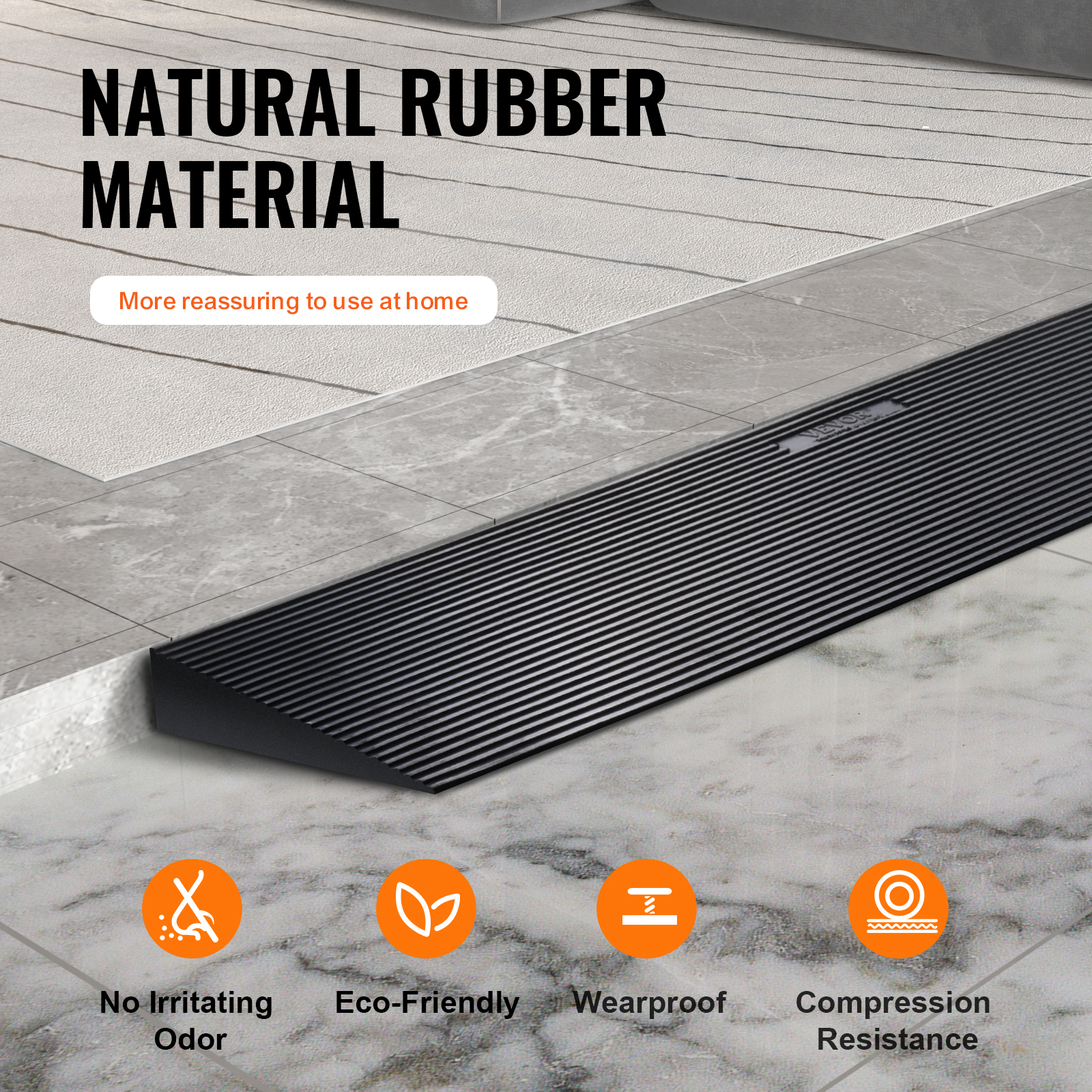 VEVOR Cuttable Threshold Ramp 1.2"/1.6" Rubber Solid Ramp 33069 lbs/15 T - Picture 17 of 26