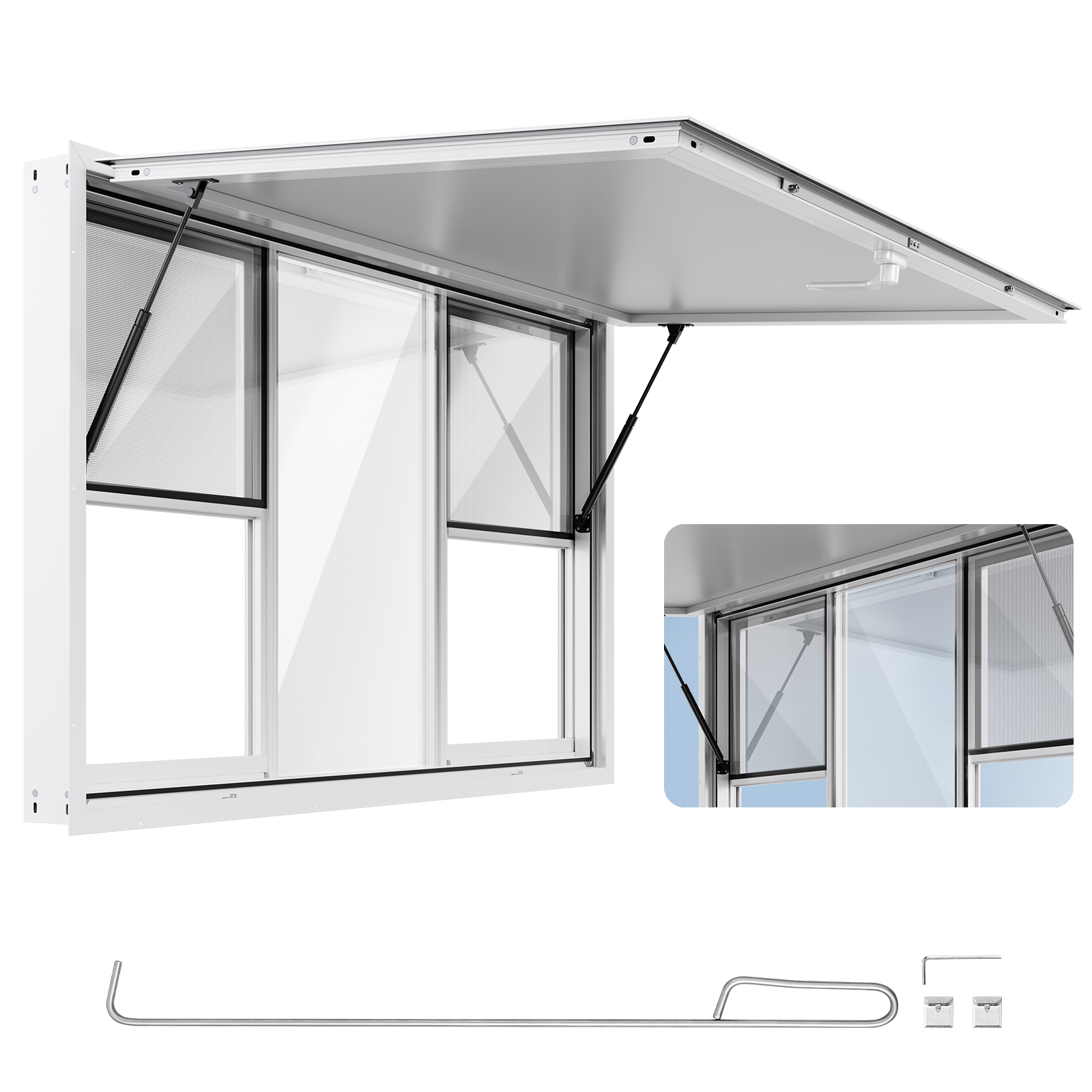Uimoso 60x36in Concession Food Truck Serving Window with Aluminum Alloy Awning