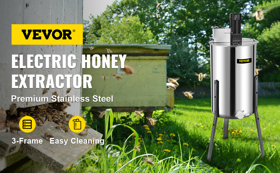 3 Frame Electric Honey Extractor Stainless Steel Beehive Drum Bee 110V Farm 