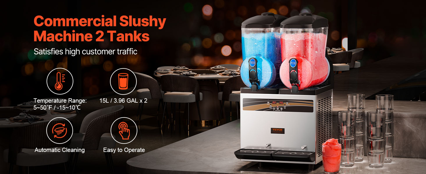 kommerzielle Slusheis Maschine 3 L x 2 Doppeltank-Maschine für gefrorene Getränke, 24 Tassen Edelstahl Slush-Eis-Maschine Softeis Maker für Partys Restaurants Cafés Barsn Schwarz | DE