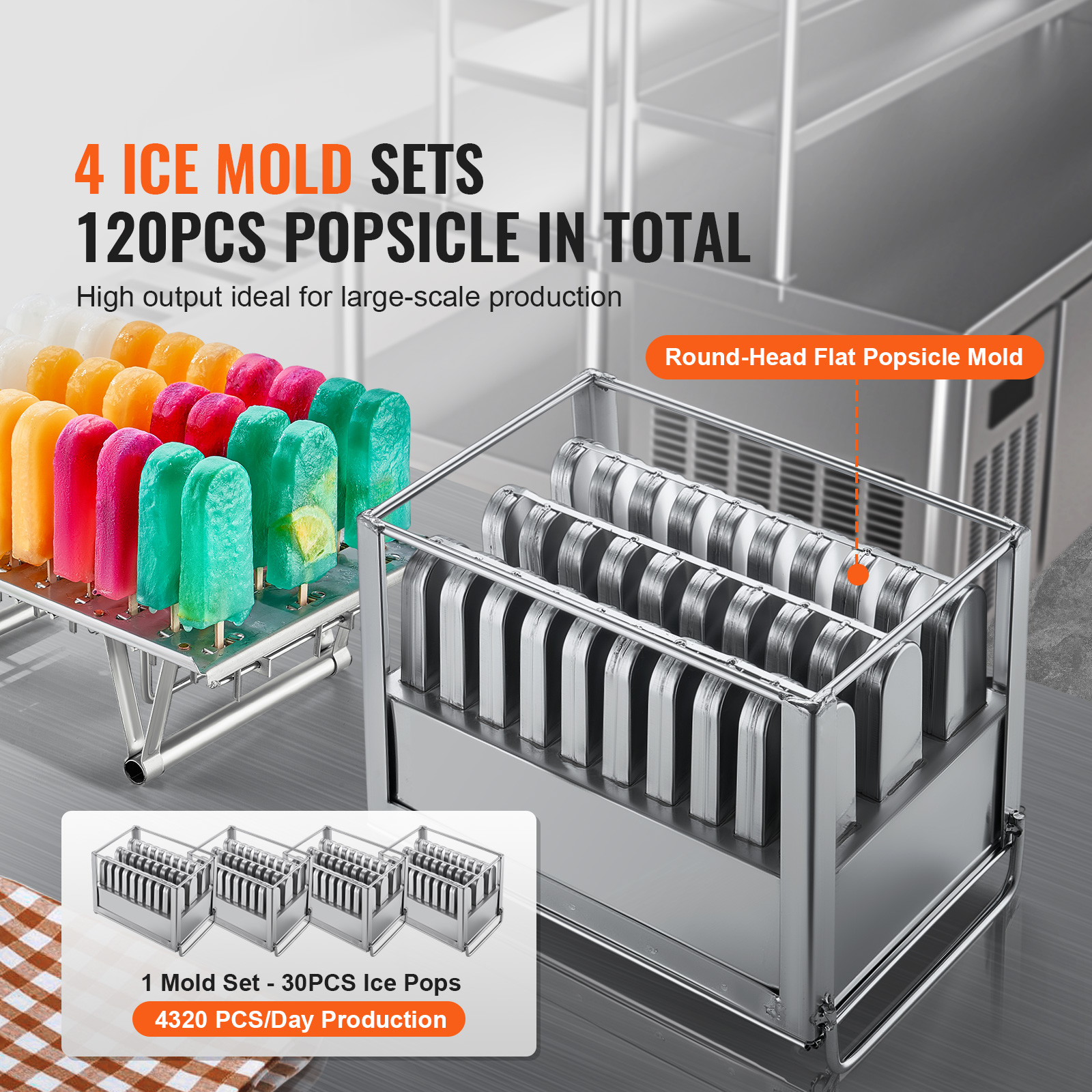 Commercial Popsicle Machine 40/52/120 PCS Moulds Ice Pops Lolly Maker - Picture 53 of 62