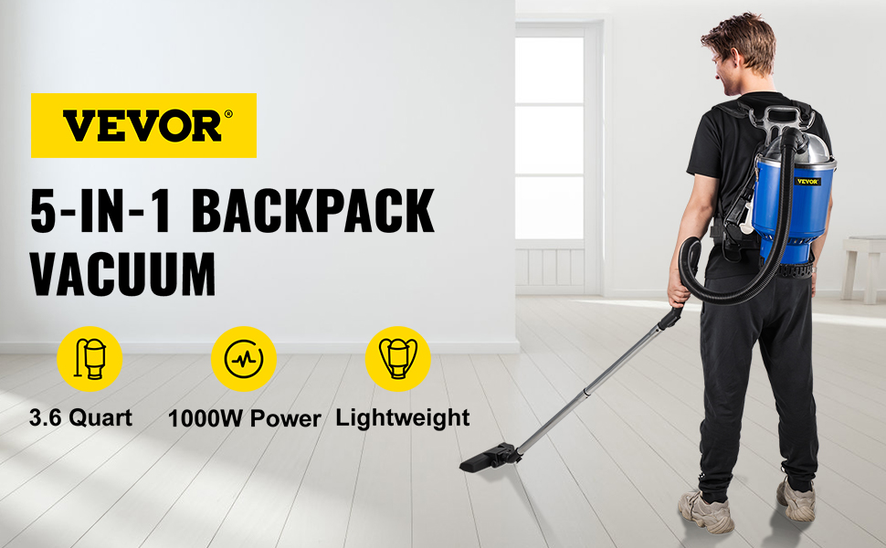 Commercial Backpack Vacuum Lightweight Portable Vacuum and Head Kit 1000W Backpack Vacuums US Plug 