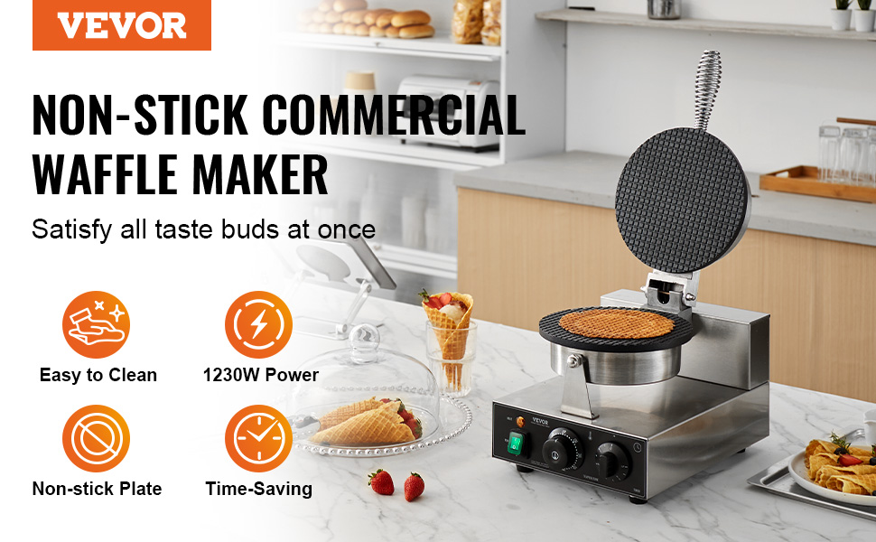 VEVOR Electric Ice Cream Cone Maker Commercial Waffle Cone Egg Roll