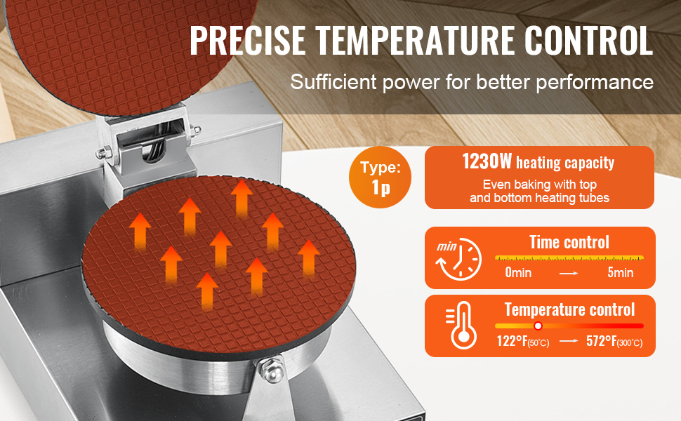 VEVOR Electric Ice Cream Cone Maker Commercial Waffle Cone Egg Roll