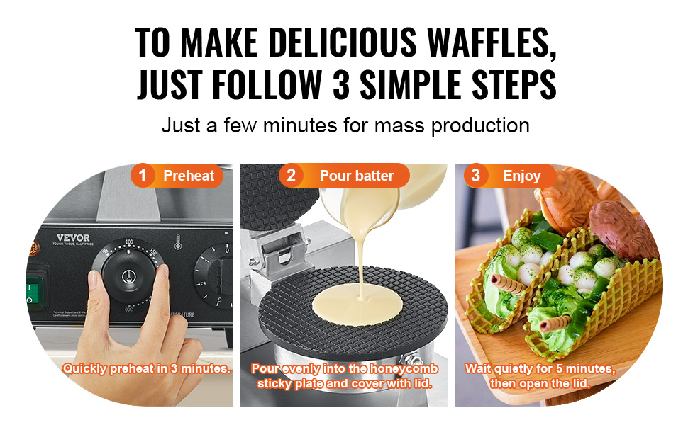 VEVOR Electric Ice Cream Cone Maker Commercial Waffle Cone Egg Roll