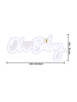 VEVOR Oh Baby Neon Sign for Wall Decor, with Remote Control and Dimmable Switch for Baby Shower decorations, Birthday Party, Wedding Decor, 20x10 inches (White)