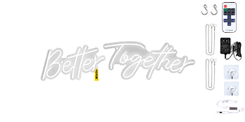 VEVOR Better Together Neon Sign, 24" x 10" + 17" x 9" White LED lights Sign, Adjustable Brightness with Dimmer Switch and 12V Power Adapter, Used for Home, Party, Wedding, and Bar Decoration