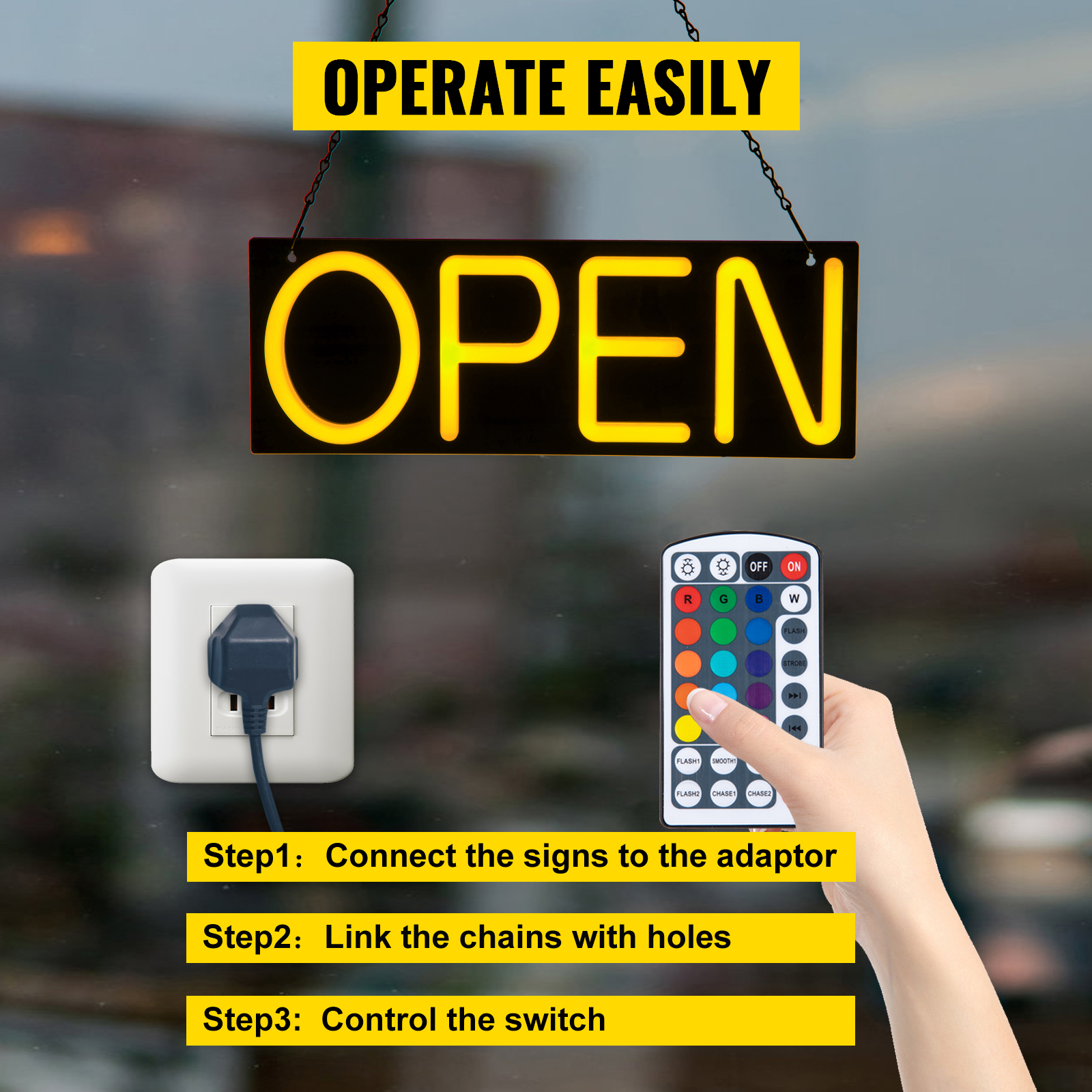 VEVOR LED Open Sign, 22" x 20" Neon Open Sign for Business, Multiple