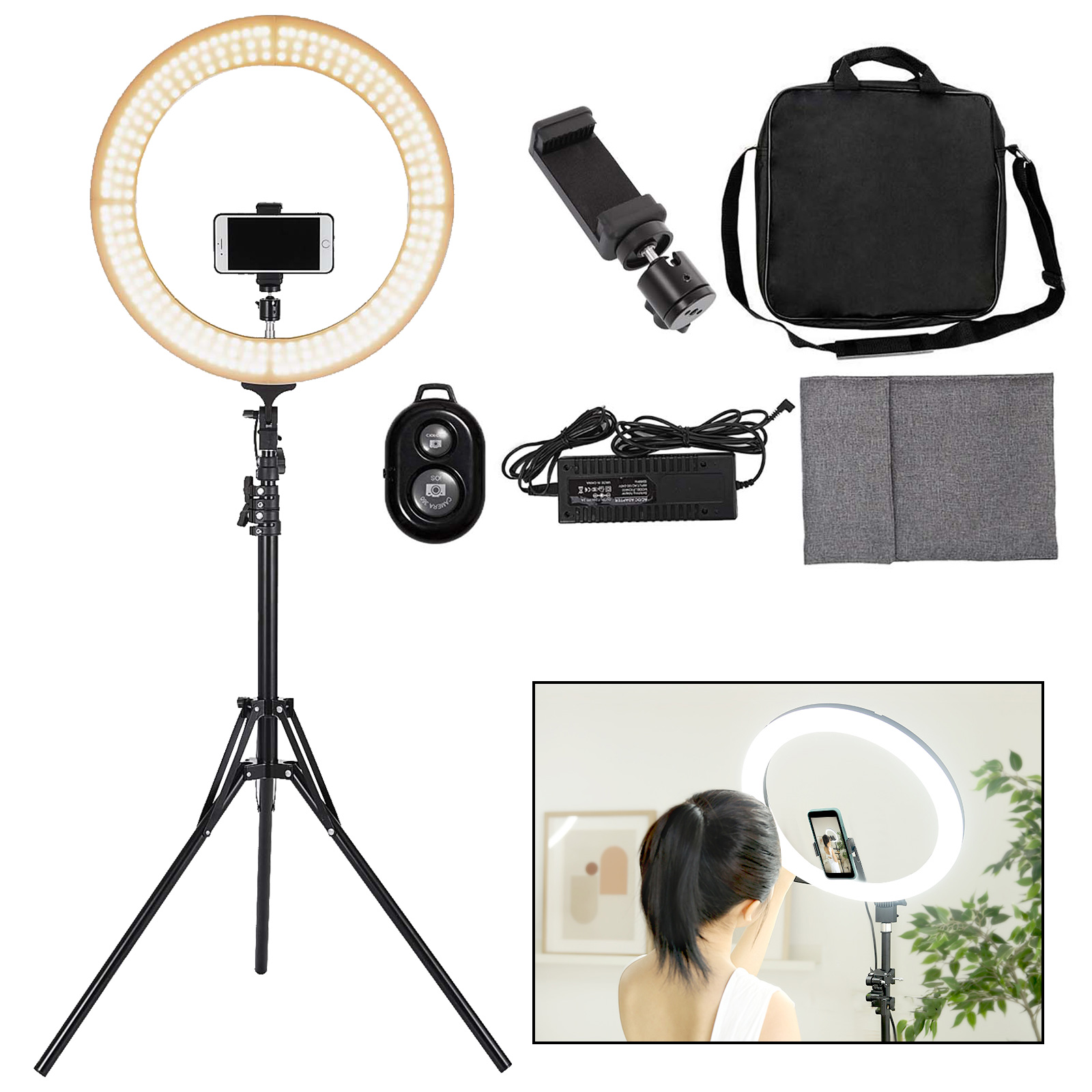 Amazon.com : Neewer 18-Inch Ring Light, 55W Dimmable 5500K Light with 240  LEDs Color Filter, Soft Tube and Carrying Bag for YouTube, TikTok, Selfies  and Photography, Compatible with Camera and Smartphones : Electronics