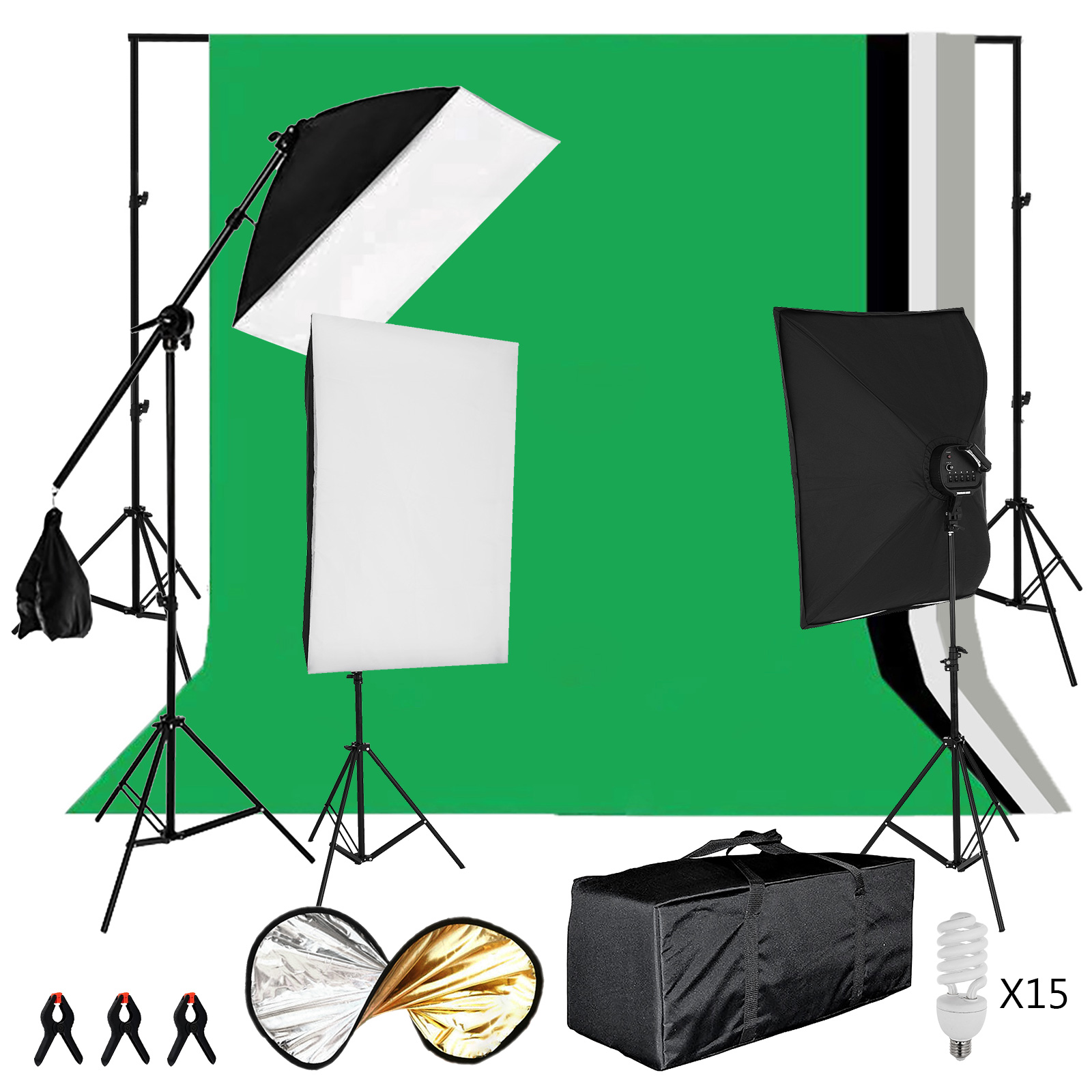 Photo Studio Support Fond Kit d'éclairage 4 Backdrops parapluie en continu  Lampe