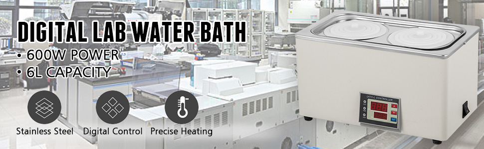 Digital Thermostatic Lab Water Bath with Led Display 3L 1 Chamber with 1 Opening Water Bath Heater Concentration and Impregnation 120V/60 Hz Stainless Steel Liner for Dryness Distillation 