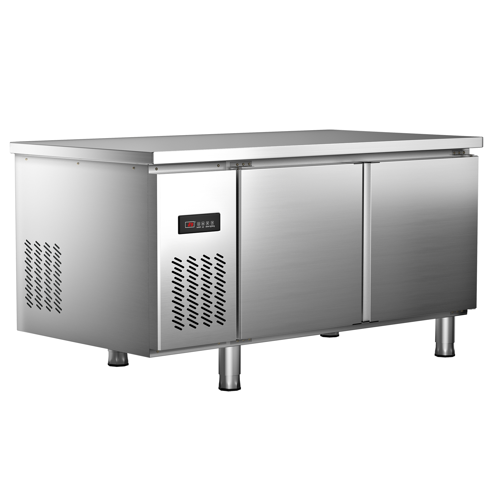 VEVOR Refrigerated Condiment Prep Station 55-Inch 13.8Qt Sandwich/Salad Prep Table with 3 1/3 Pans & 4 1/6 Pans 150W Salad Bar with 304 Stainless