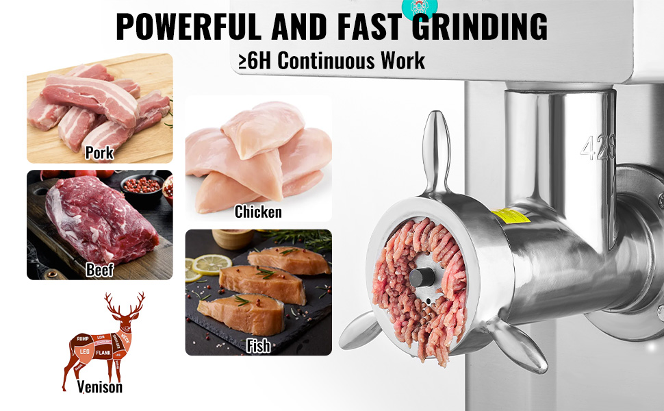 VEVOR Commercial Electric Meat Grinder 36.7 Lbs/Min Industrial