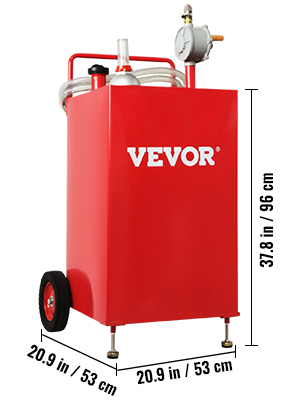 VEVOR 30 Gallon Gas Caddy, Fuel Storage Tank with Wheels, Portable Fuel Caddy with Manuel Transfer Pump, Gasoline Diesel Fuel