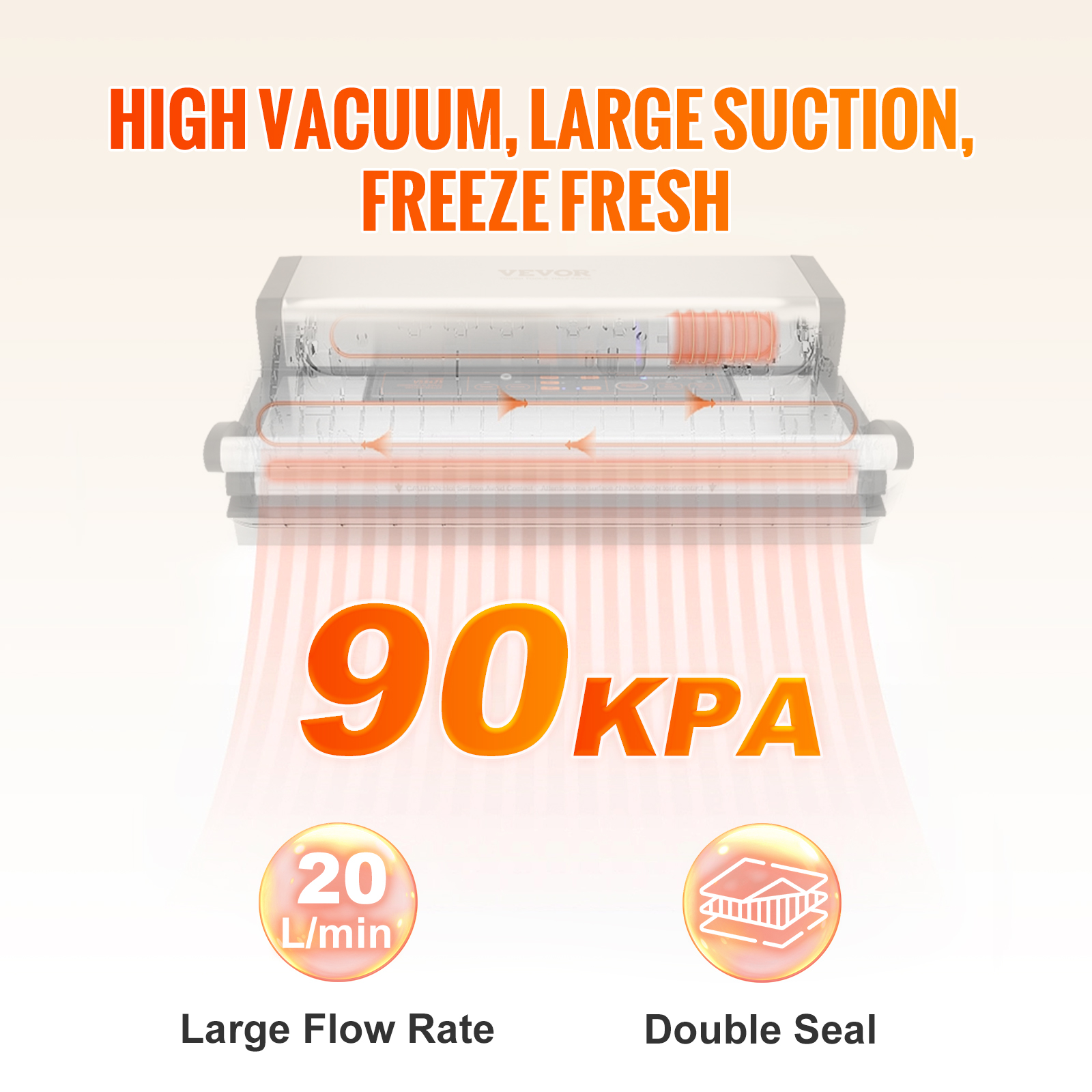 VEVOR Vacuum Sealer Machine 95Kpa 350W Food Vacuum Sealer with Seal Bag,External  Hose and Built-in Cutter,Silver SYJZKFKJTSSB4XCHRV1 - The Home Depot
