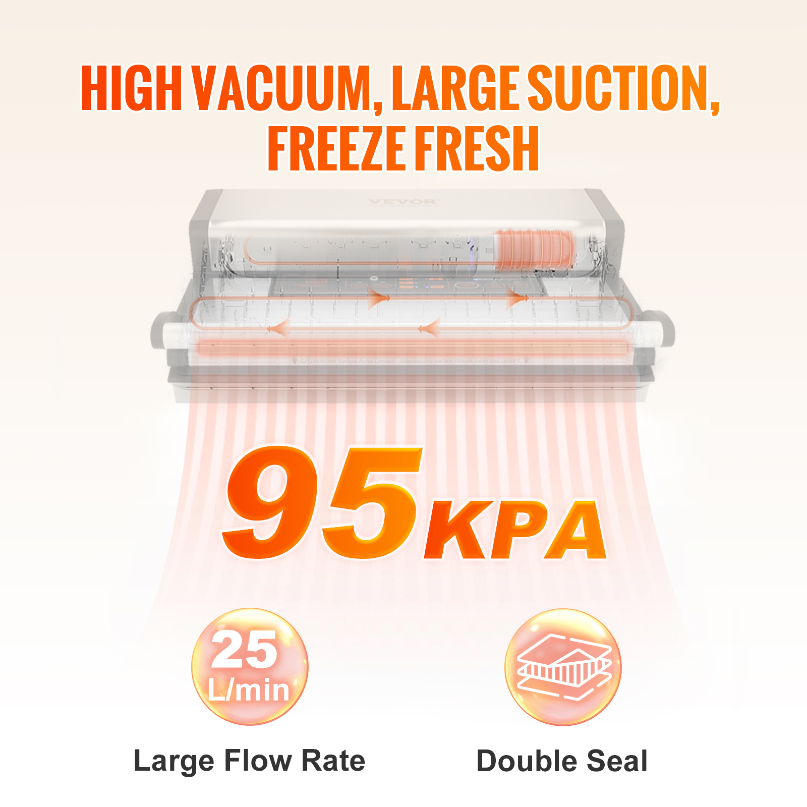 Vacuum Sealer Machine, Full Automatic Food Sealer (95Kpa), vacuum sealers  bags, Air Sealing System Dry, Moist Food Preservation Modes, Lab Tested,  LED