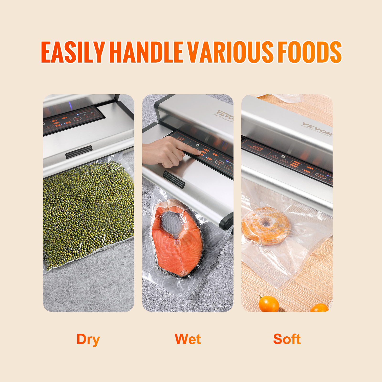 Automatic Food Vacuum Sealer Machine Built in Air Sealing System W/ Normal  & Moist & Gentle 3 Food Modes with 10Pcs Vacuum Seal Bags 