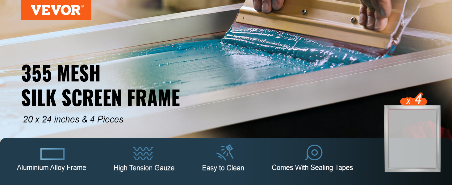 VEVOR Screen Printing Kit, 4 Pieces Aluminum Silk Screen Printing Frames, 20x24inch Silk Screen