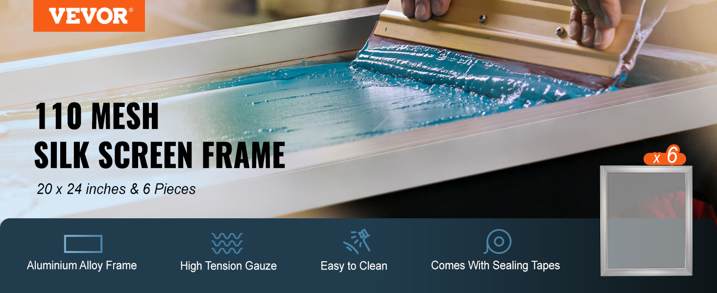 VEVOR Screen Printing Kit, 6 Pieces Aluminum Silk Screen Printing Frames, 20x24inch Silk Screen