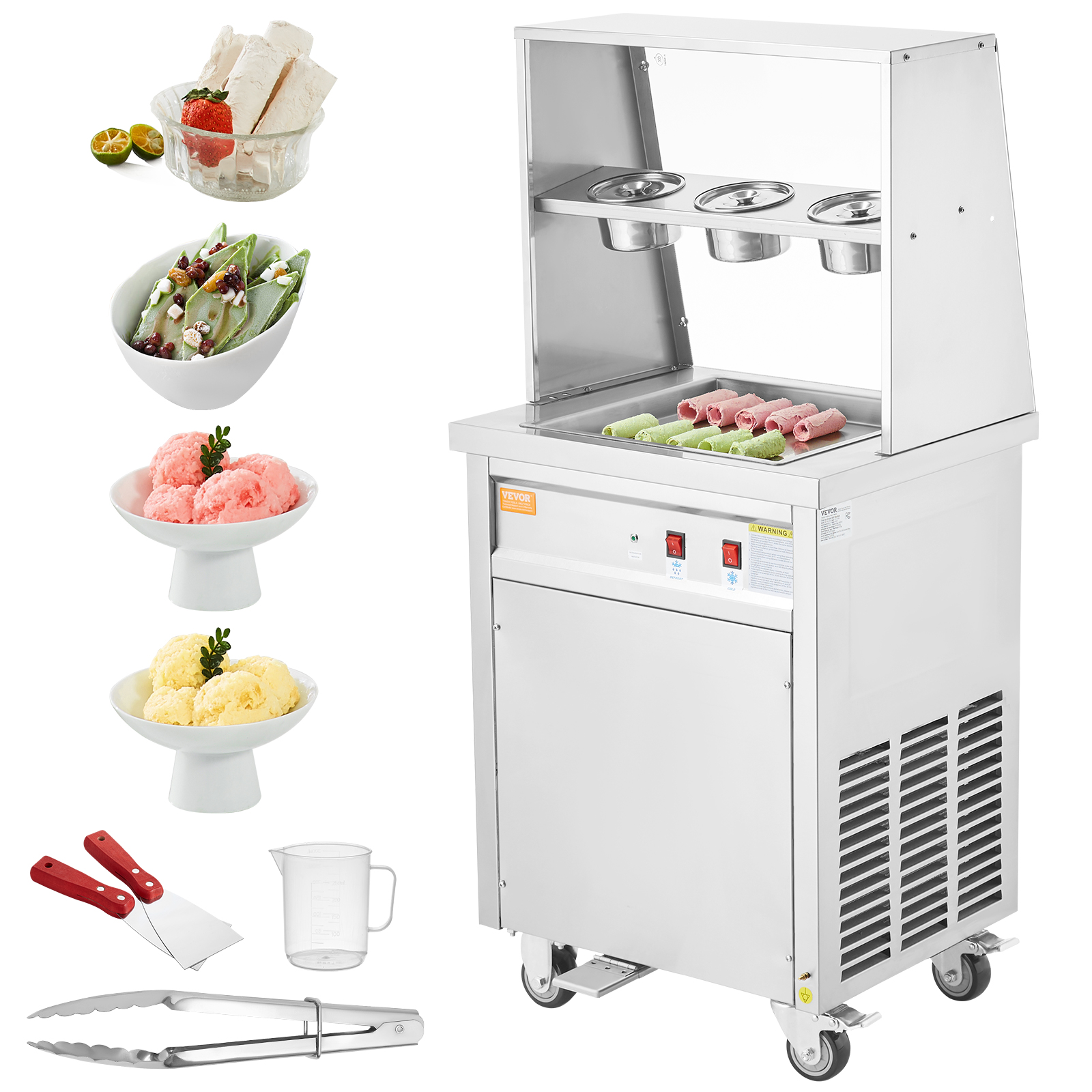 Fried Ice Cream Roll Machine Yogurt Ice Roll Maker Single/Double Pans ...