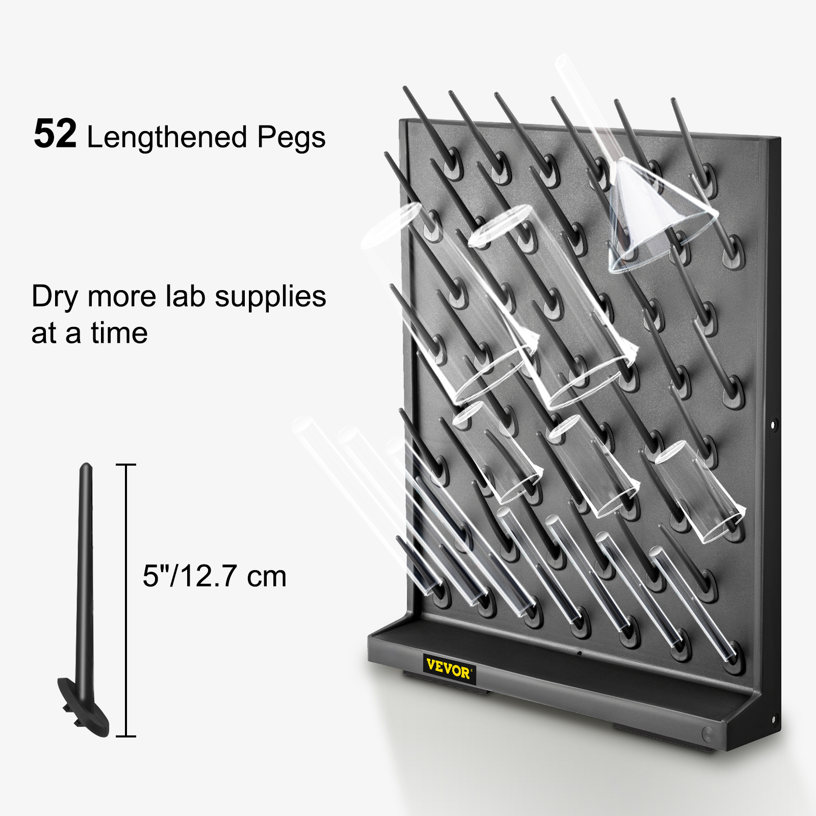 VEVOR Drying Rack for Lab 52 Pegs Lab Glassware Rack PP Material ...