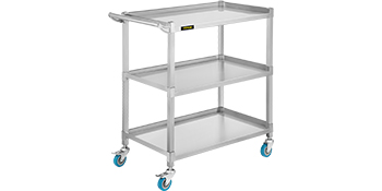 VEVOR Lab Utility Cart, 500 lbs Weight Capacity Rolling Lab Cart, 3 Shelves Mobile Clinic Cart, Sturdy Stainless Steel Frame Lab Trolley, 360° Silent Rolling Wheels w/ Foot Brake, for Lab Clinic Salon