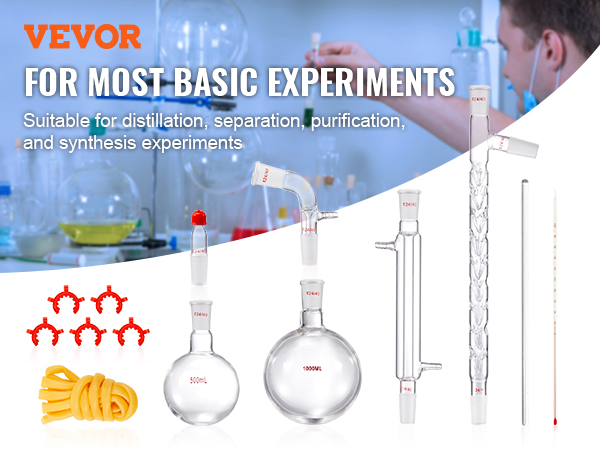 VEVOR Lab Distillation Kit, 3.3 Boro Lab Glassware Distillation Kit ...