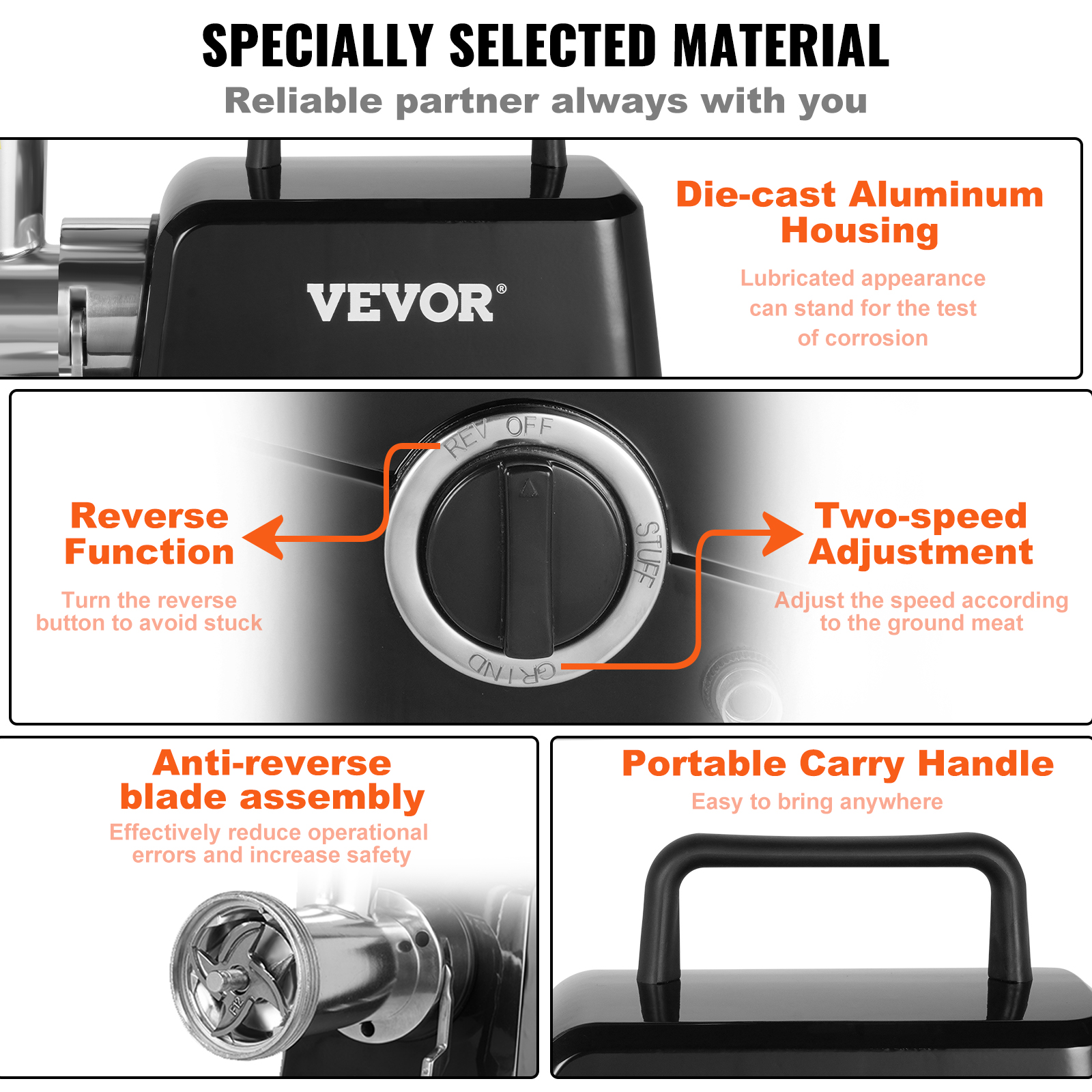 VEVOR Commercial Electric Meat Grinder 5-21Lbs/Min Sausage Stuffer Maker Kitchen - Picture 19 of 98