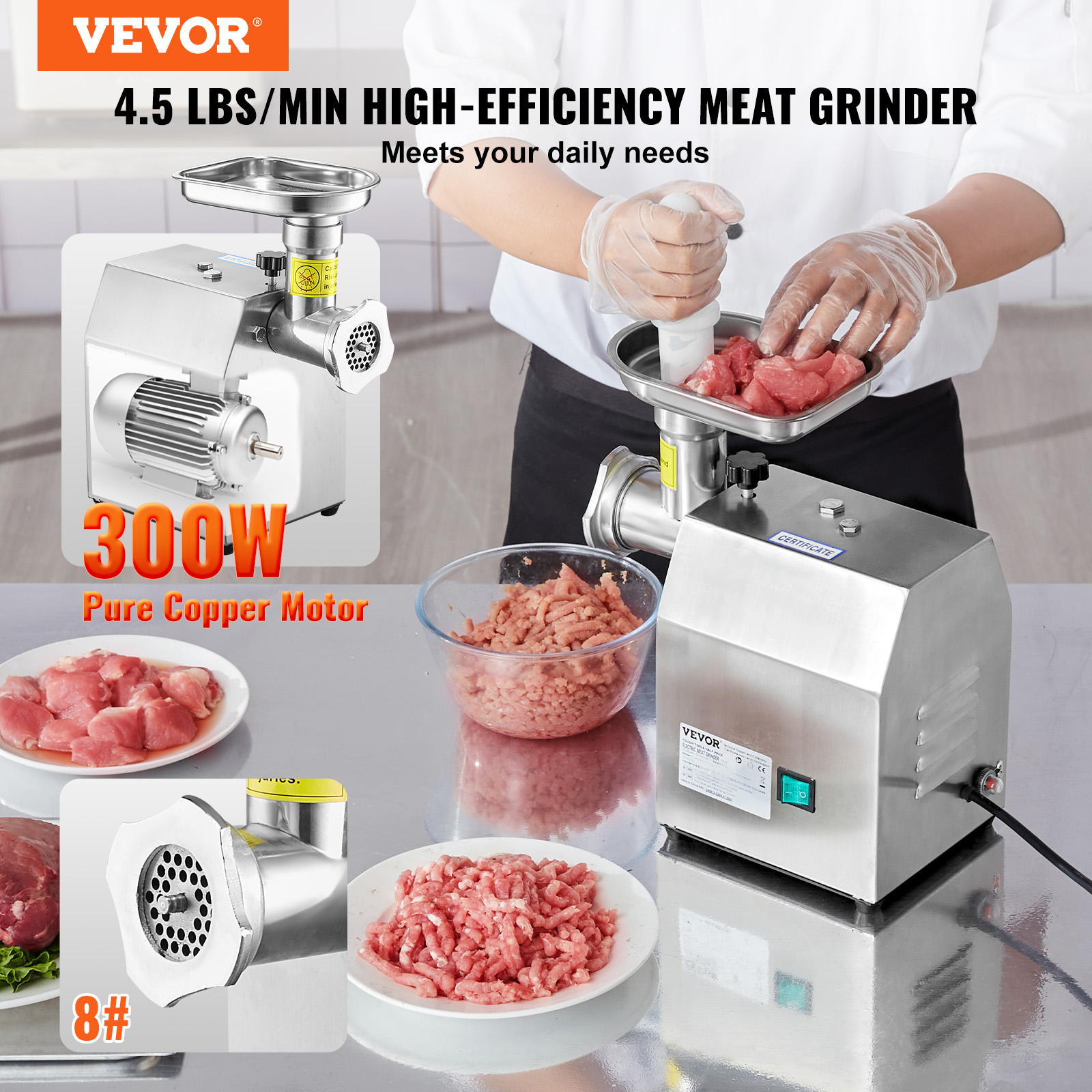 VEVOR Commercial Electric Meat Grinder 5-21Lbs/Min Sausage Stuffer Maker Kitchen - Picture 64 of 98