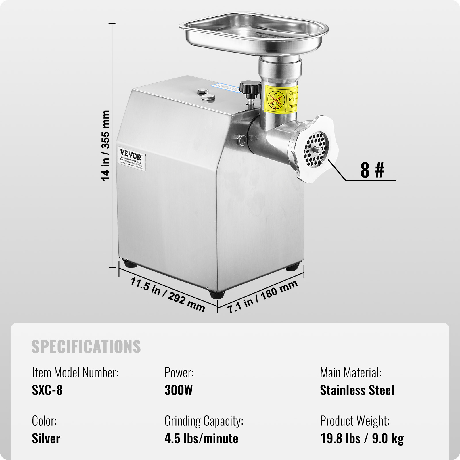 VEVOR Commercial Electric Meat Grinder 5-21Lbs/Min Sausage Stuffer Maker Kitchen - Picture 69 of 98