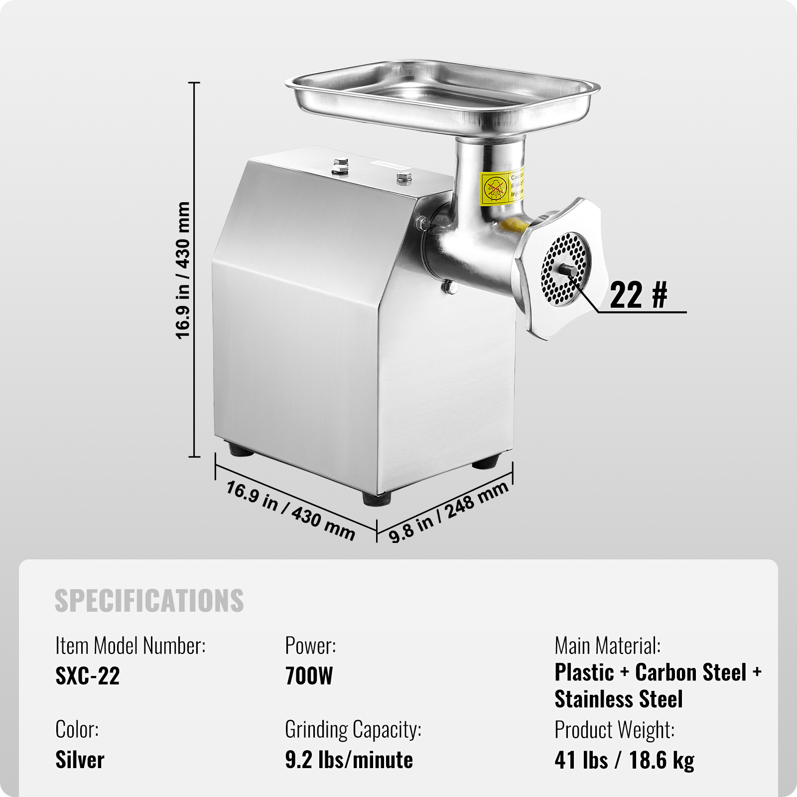 VEVOR Commercial Electric Meat Grinder 5-21Lbs/Min Sausage Stuffer Maker Kitchen - Picture 81 of 98
