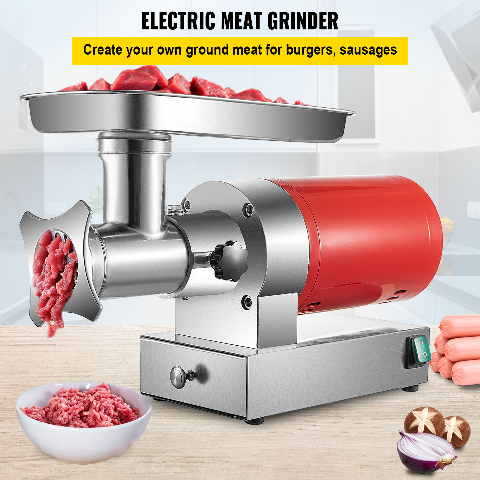VEVOR Commercial Electric Meat Grinder 5-21Lbs/Min Sausage Stuffer Maker Kitchen - Picture 40 of 98