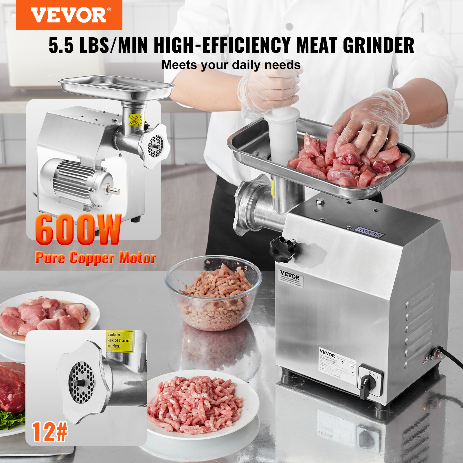 VEVOR Commercial Electric Meat Grinder 5-21Lbs/Min Sausage Stuffer Maker Kitchen - Picture 88 of 98