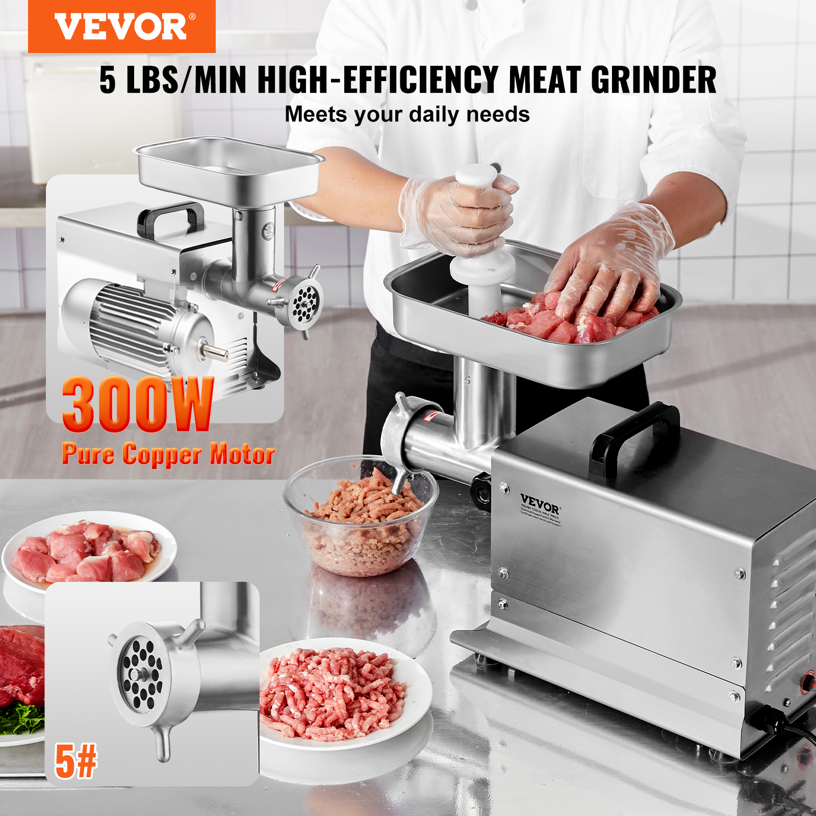VEVOR Commercial Electric Meat Grinder 5-21Lbs/Min Sausage Stuffer Maker Kitchen - Picture 52 of 98