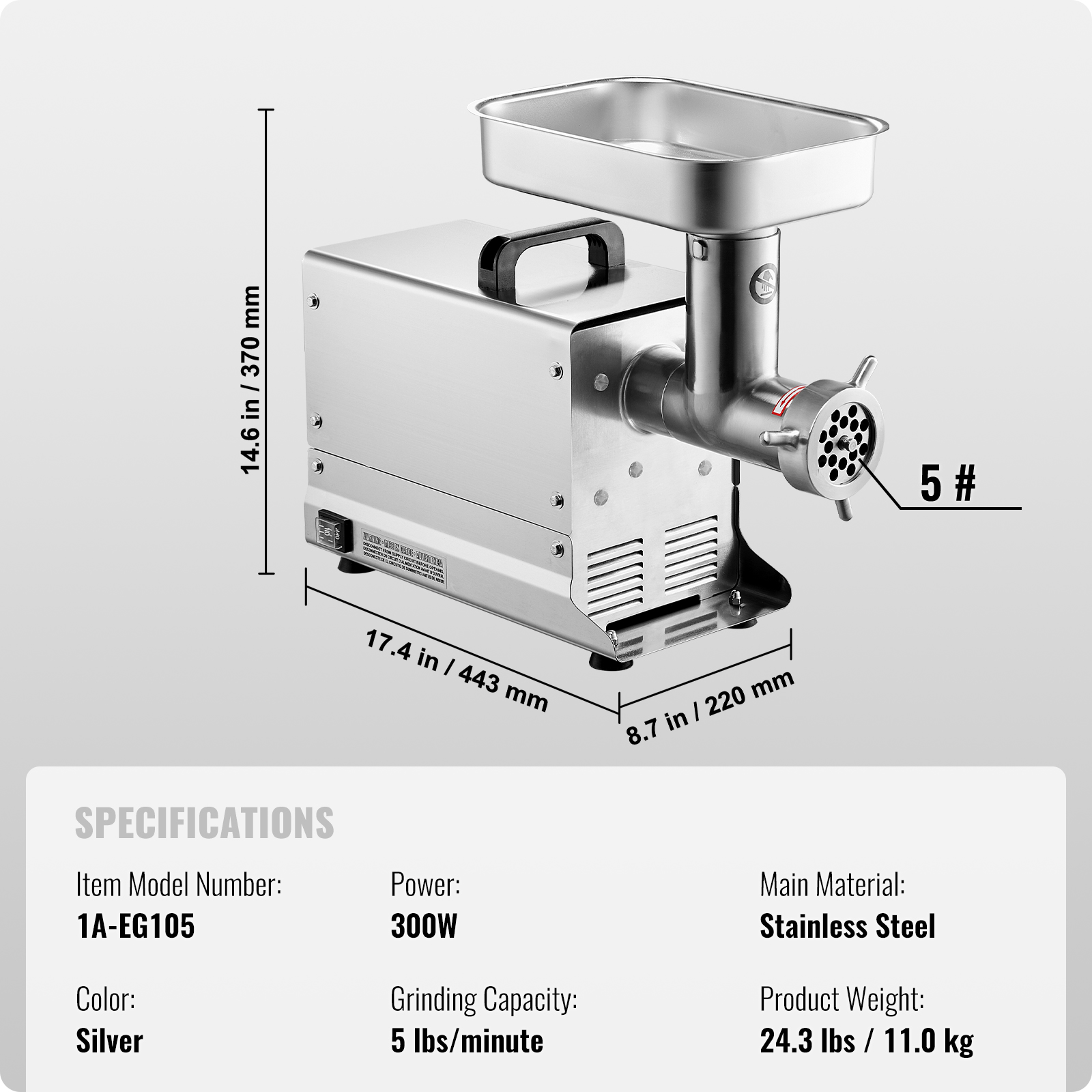 VEVOR Commercial Electric Meat Grinder 5-21Lbs/Min Sausage Stuffer Maker Kitchen - Picture 57 of 98
