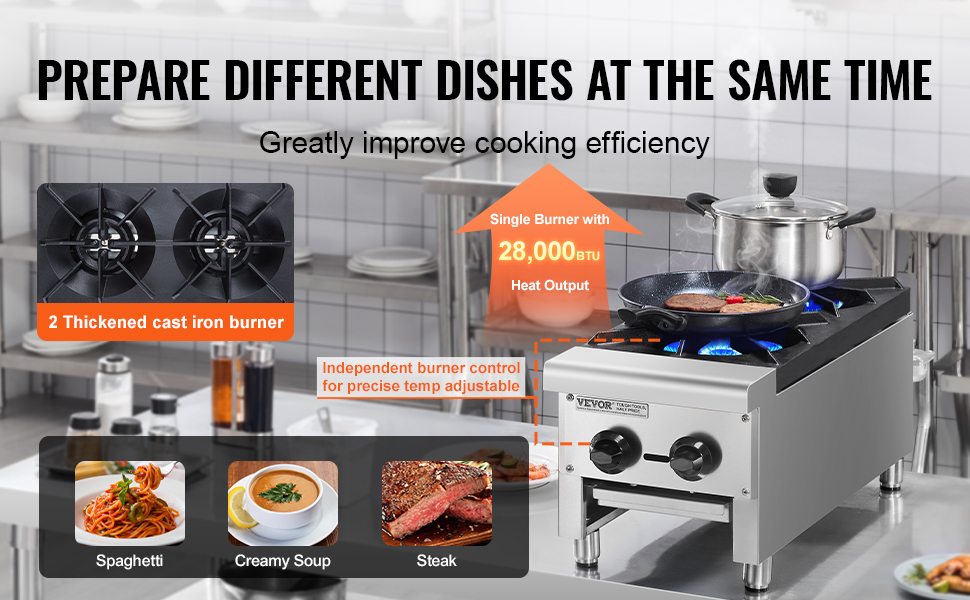 VEVOR Commercial Gas Range Stove 2 Burners Countertop Cooking Hot Plate