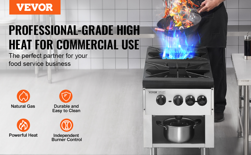 VEVOR Commercial Gas Range Stove 2 Burners Countertop Cooking Hot Plate