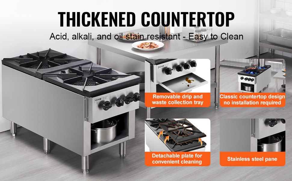 VEVOR Commercial Gas Range Stove 2 Burners Countertop Cooking Hot Plate