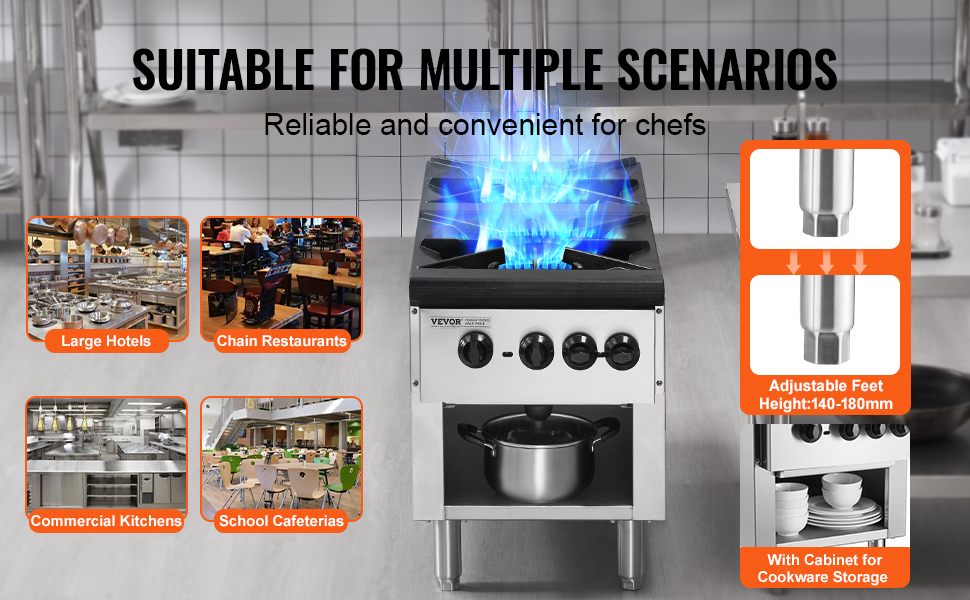 VEVOR Commercial Gas Range Stove 2 Burners Countertop Cooking Hot Plate