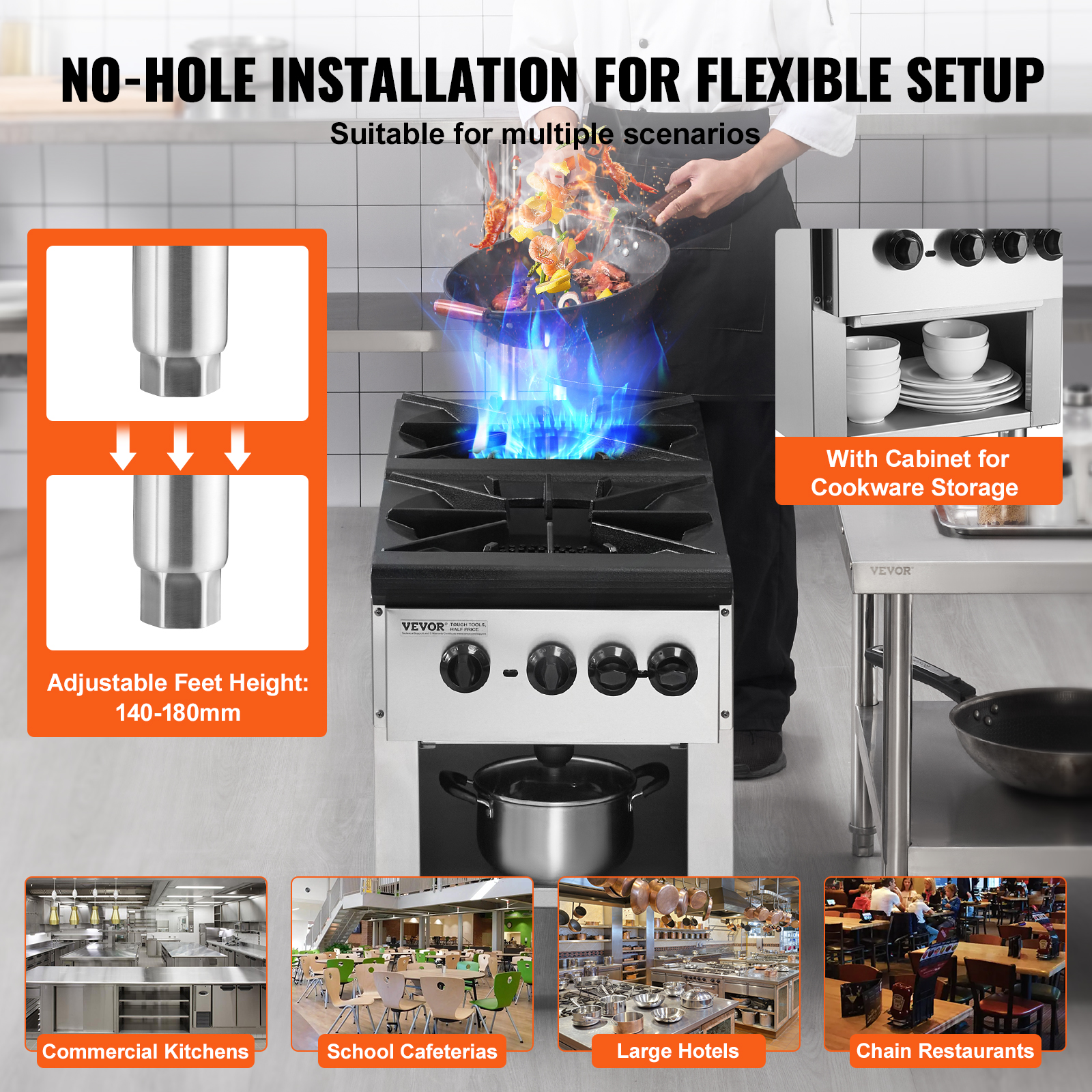 Commercial Gas Range Stove Countertop Cooking Hot Plate Kitchen Propane ...