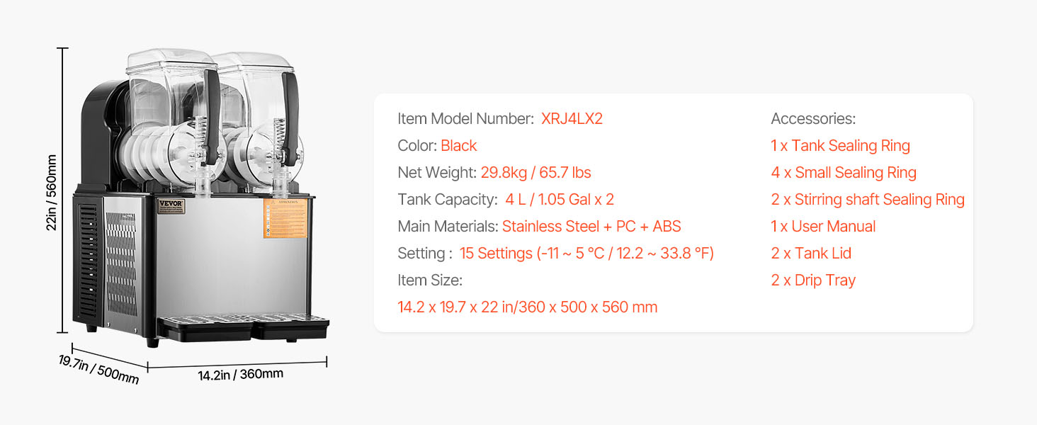 Commercial slushy machine,4l,double tank