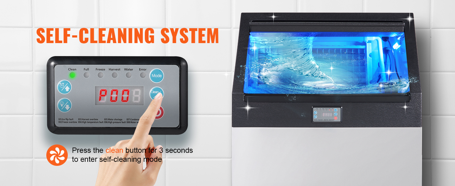 Description Picture 5 of itemVEVOR Commercial Ice Maker 265lbs/24H Ice Maker Machine 126 Ice Cubes in 12-15Minutes Freestanding Cabinet Ice Maker LED Display