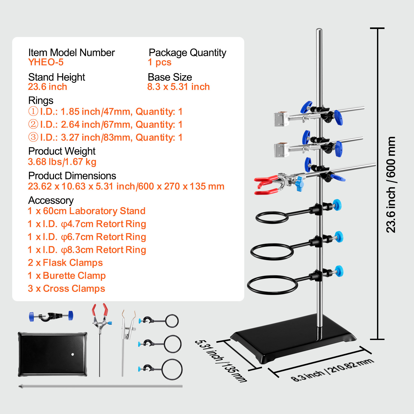 Lab Stand Support Laboratory Retort Support Stand 23.6