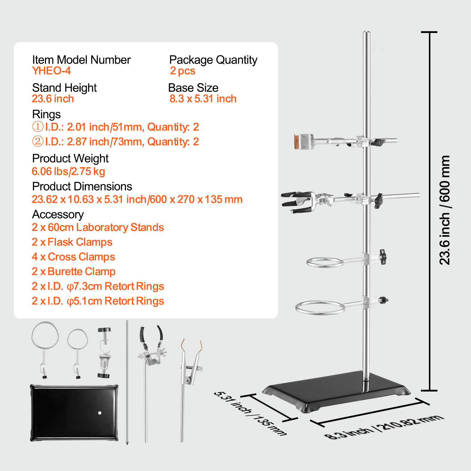 Lab Stand Support Laboratory Retort Support Stand 23.6